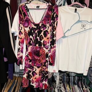 bebe Pink and Black Floral Mini Dress